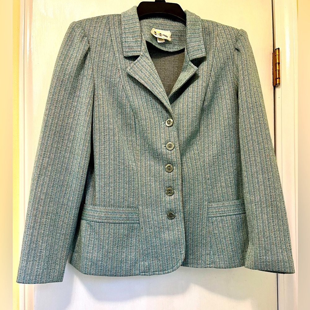 VINTAGE 60s 70s Marty Gutmacher Ladies Blue blazer jacket USA Union Made